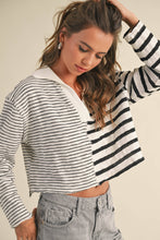 Load image into Gallery viewer, Perfect Pace Striped Knit Cropped Sweater
