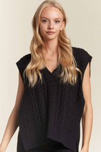 Load image into Gallery viewer, Black V-neck Sleeveless Openside Sweater Vest
