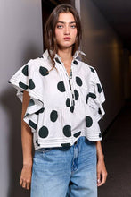 Load image into Gallery viewer, Polka Dot Ruffle Sleeves Print Top
