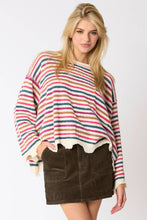 Load image into Gallery viewer, Dusty Pink Multi Color Stripe Loose Fit Sweater
