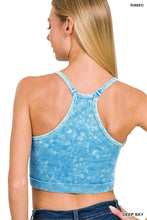 Load image into Gallery viewer, Sky Blue Washed Seamless Halter Racerback Crop Tank
