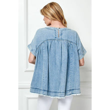 Load image into Gallery viewer, Must Have Oversized Pleated Denim Baydoll Top
