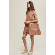 Load image into Gallery viewer, Let It All Go Mocha Cream Tiered Mini Dress
