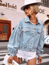 Load image into Gallery viewer, Trendy Oversized Denim Jacket: Light blue
