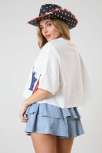 Load image into Gallery viewer, Lady Liberty Sequin Embroidery Crop Tee
