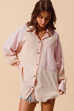 Load image into Gallery viewer, Mauve Washed Striped Lightweight Button Down
