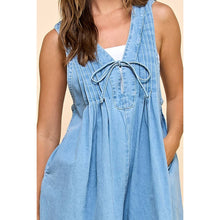 Load image into Gallery viewer, Dreamy Denim Pleated Romper Pleated
