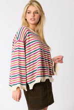 Load image into Gallery viewer, Dusty Pink Multi Color Stripe Loose Fit Sweater
