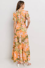 Load image into Gallery viewer, Autumn Sunrise Floral Printed Tiered Ruffle Dress
