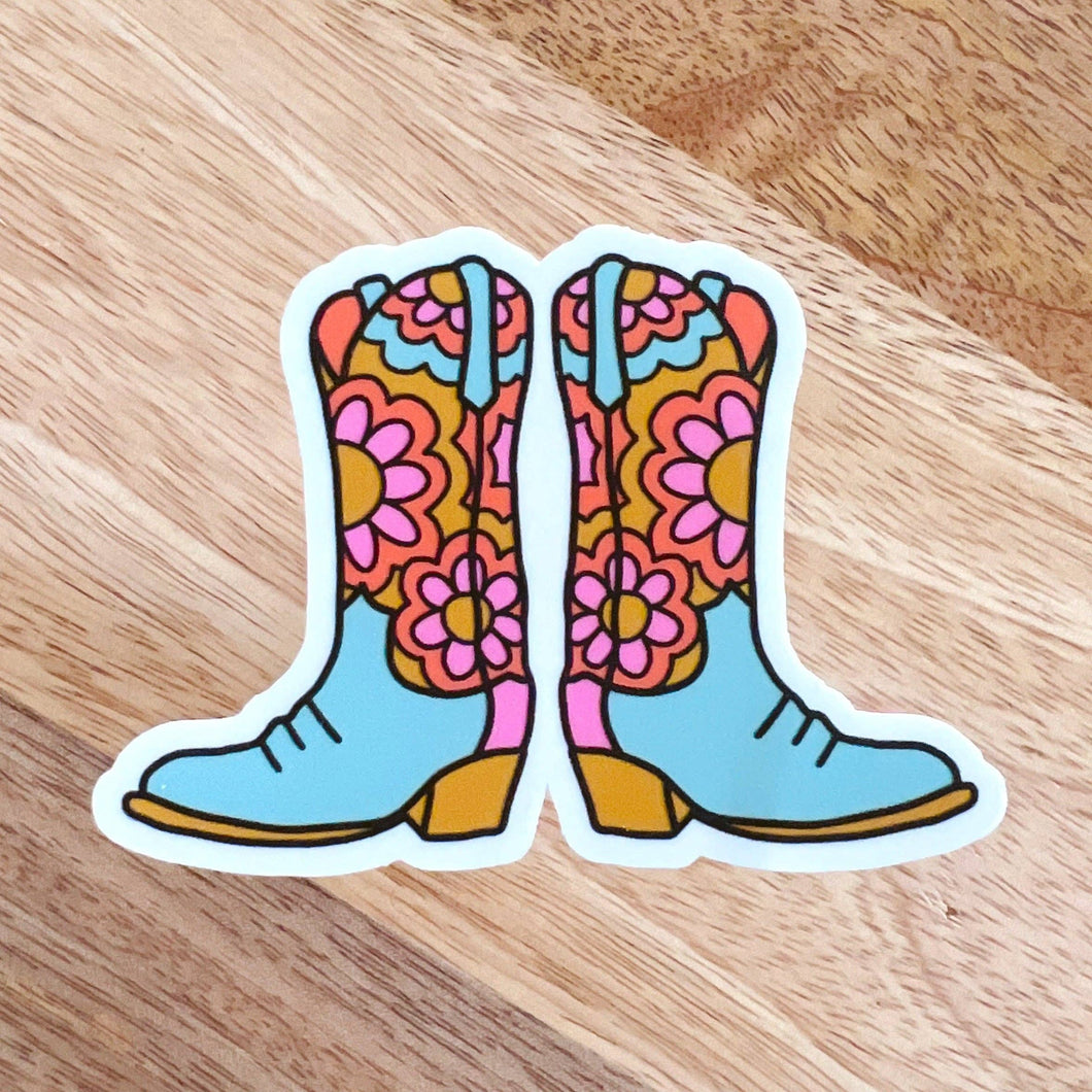 Floral Cowgirl Boots Sticker