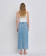 Load image into Gallery viewer, Criss Cross Front Slit Maxi Denim Skirt
