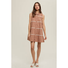 Load image into Gallery viewer, Let It All Go Mocha Cream Tiered Mini Dress
