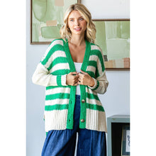 Load image into Gallery viewer, Stripe Mix Oversize Cardigan: Red Combo
