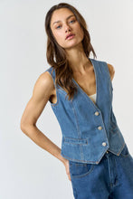 Load image into Gallery viewer, These Are The Days Denim Button Down Vest Top- Medium Wash
