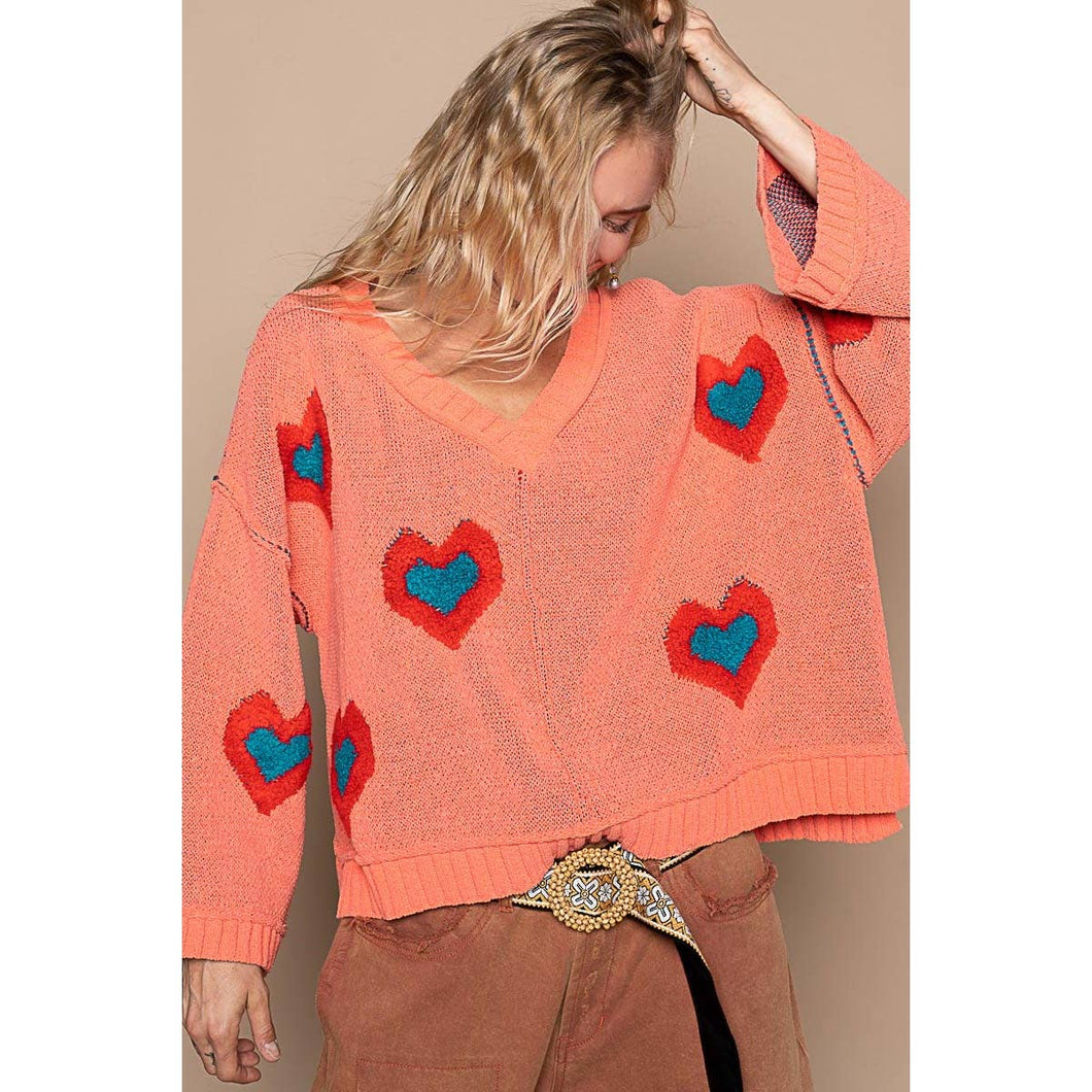 Heart For You Tangerine Solid Sweater