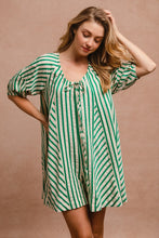 Load image into Gallery viewer, Feeling Lucky Green Striped Romper
