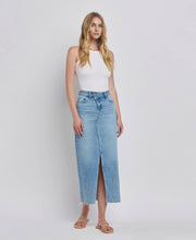 Load image into Gallery viewer, Criss Cross Front Slit Maxi Denim Skirt
