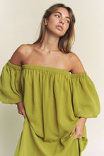 Load image into Gallery viewer, Take A Moment Chiffon Off Shoulder Maxi Dress- Chartreuse
