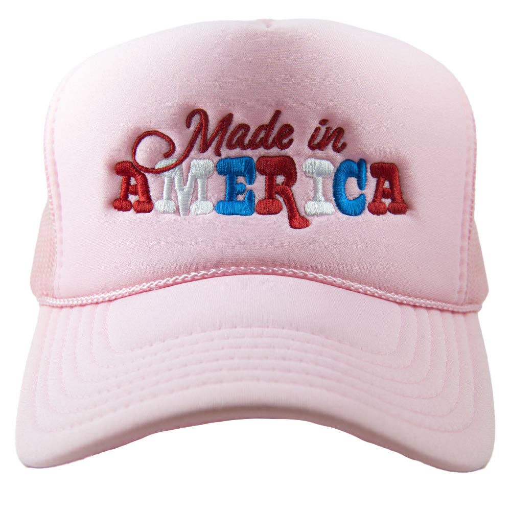 Made in America Foam Trucker Hat: Light Pink