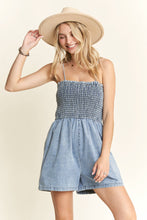 Load image into Gallery viewer, Summer Nights Denim Smocked Romper
