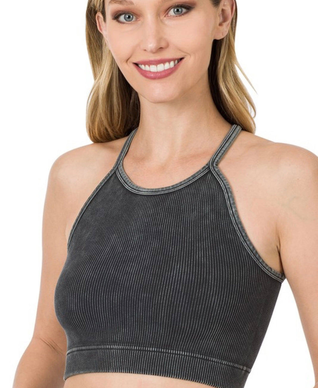 Ribbed Washed Seamless Crop Cami Top
