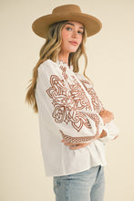 Load image into Gallery viewer, Mocha Bloom Embroidered Top
