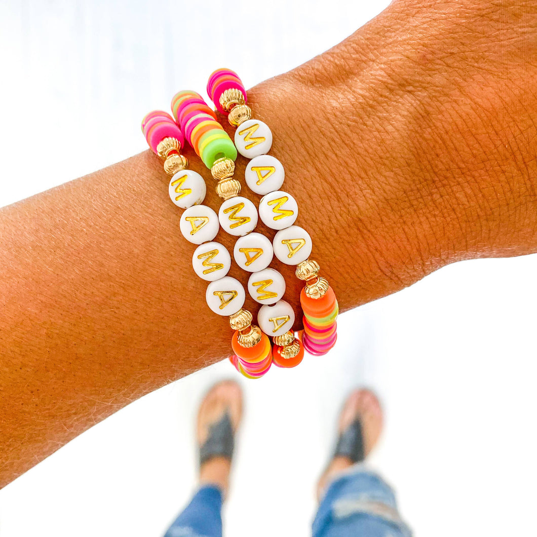 Mama Bracelets: Neon Pink/Yellow/Orange