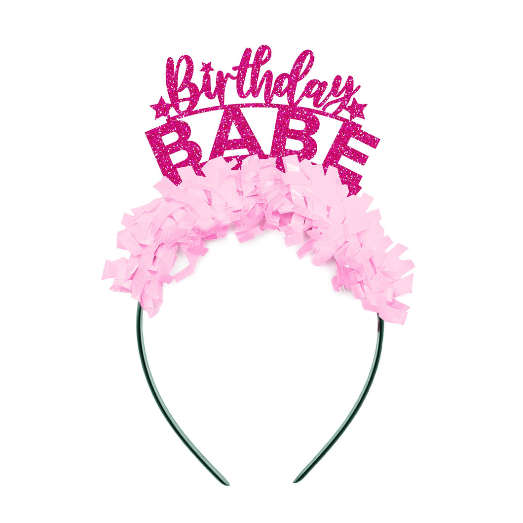 Birthday Babe Party Headband: Hot Pink/Light Pink