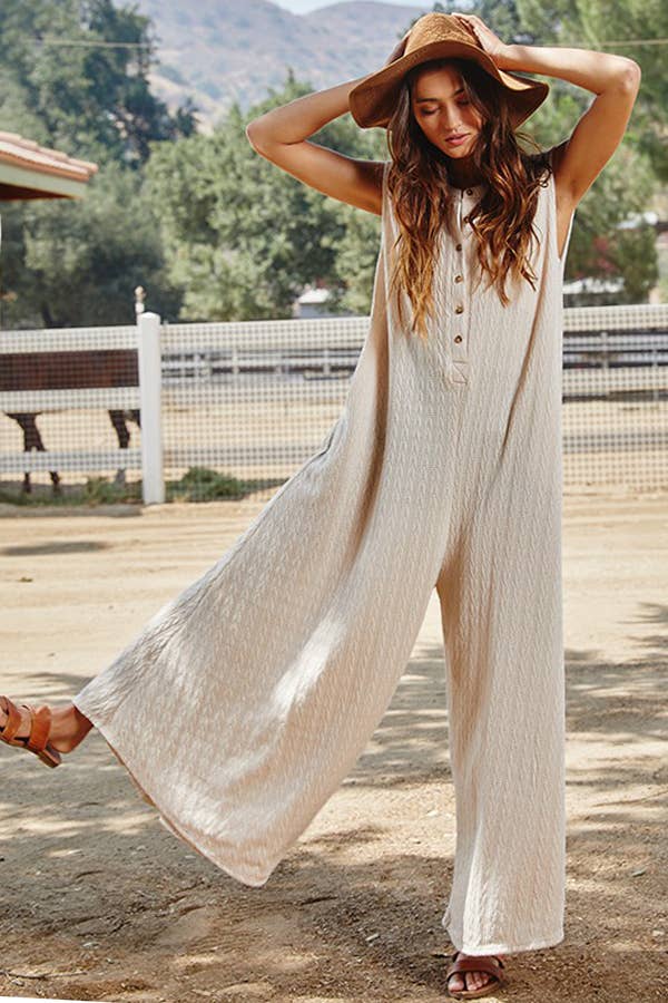 Taupe Wide Leg Solid Jumpsuit
