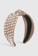 Load image into Gallery viewer, Leather Beaded Tan Headband
