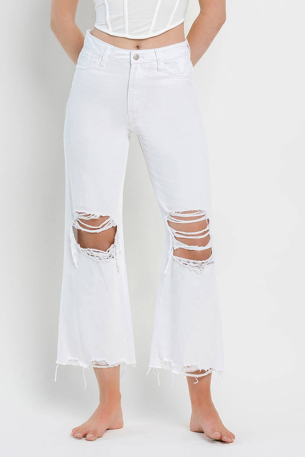 Optic White 90's Vintage High Rise Flare Jeans