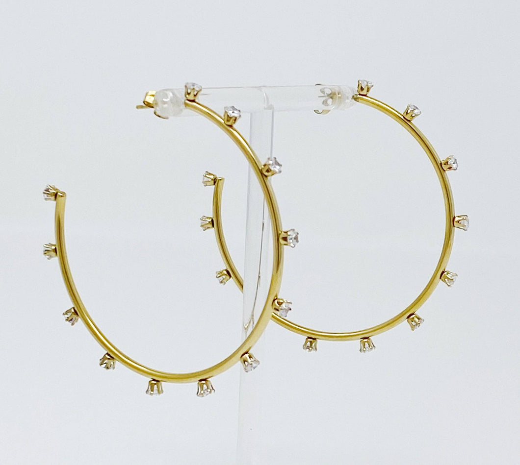 Slim & Jeweled Hoop Earrings