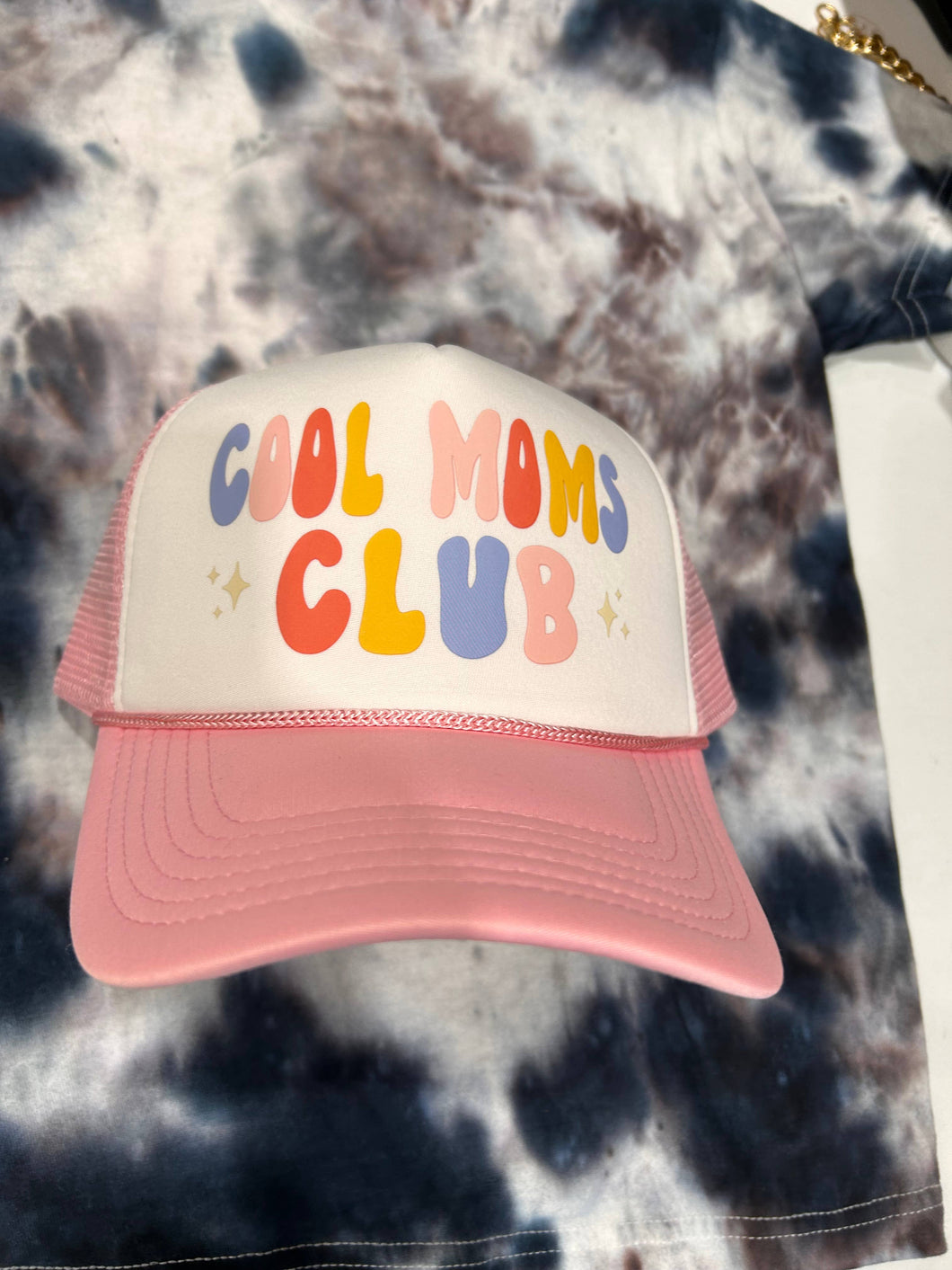 Cool Moms Club Trucker Hat: White/Light Pink Foam