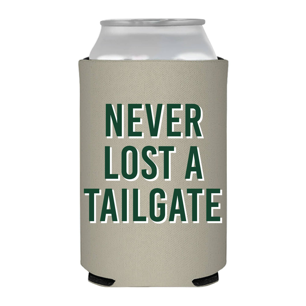 Never Lost A Tailgate Football Cheeky Full Color Can Cooler