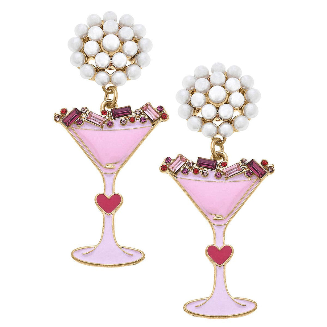 Martini Enamel Earrings in Pink & Fuchsia