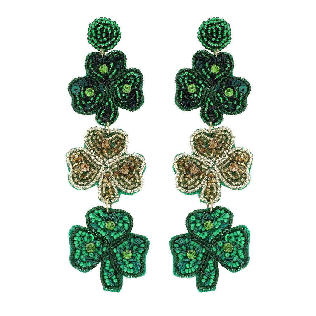 St. Patrick's Shamrock Beaded Earrings