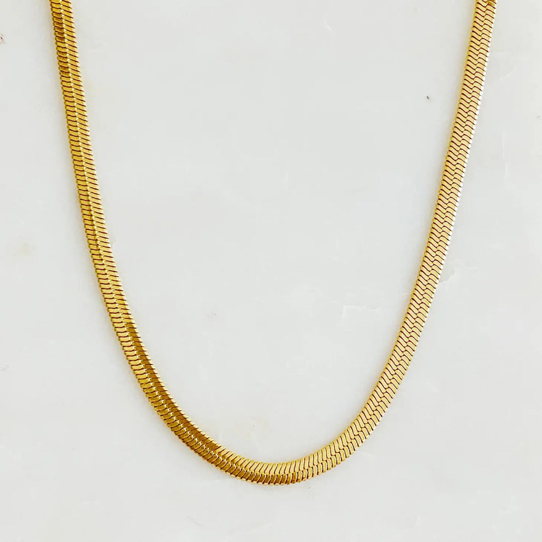 Simply Herringbone Chain Gold Necklace