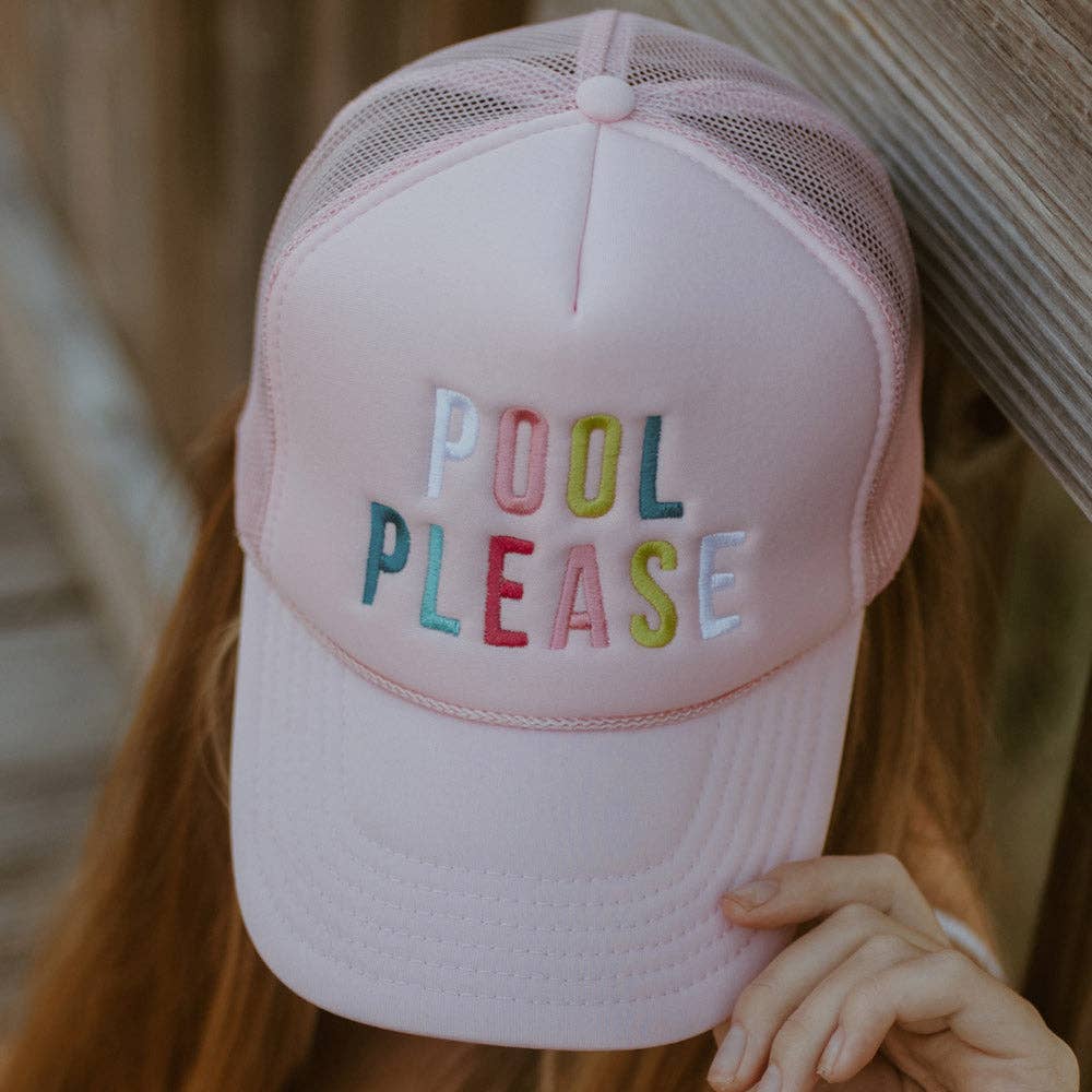Pool Please Trucker Hat: Light Pink