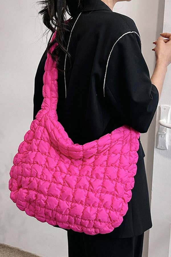 Big Puffer Tote Bag: Hot Pink
