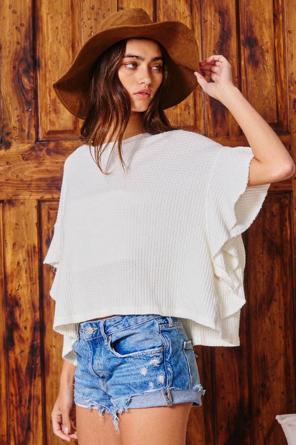 Your Everyday Choice White Waffle Cropped Top