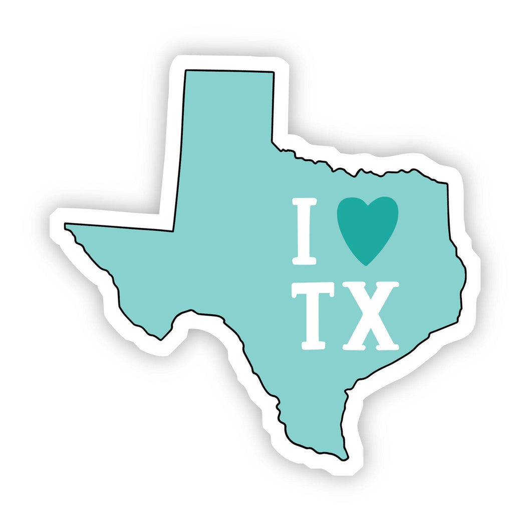 I Love Texas Teal Sticker