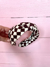 Load image into Gallery viewer, Brown Checkered headband
