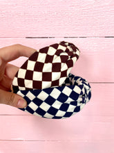 Load image into Gallery viewer, Navy Blue Checkered headband
