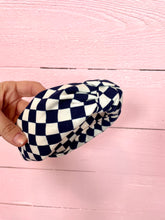 Load image into Gallery viewer, Navy Blue Checkered headband
