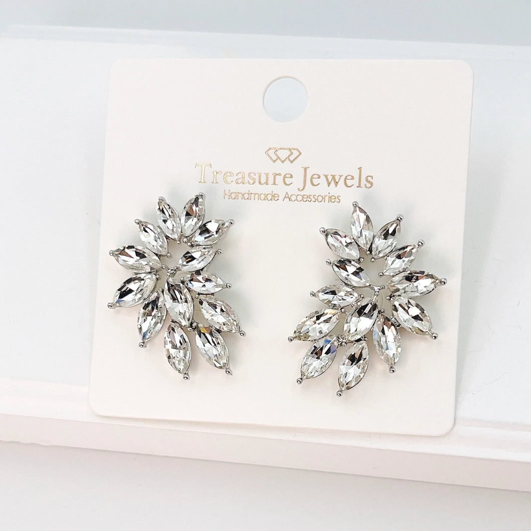 Silver Drop Diamond Earrings